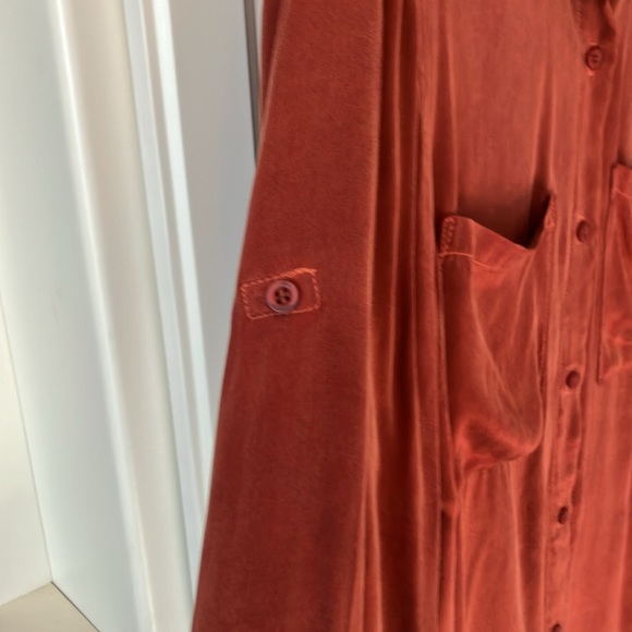 Anthropologie size large rayon blend button down top.  Rust color. - Picture 4 of 6